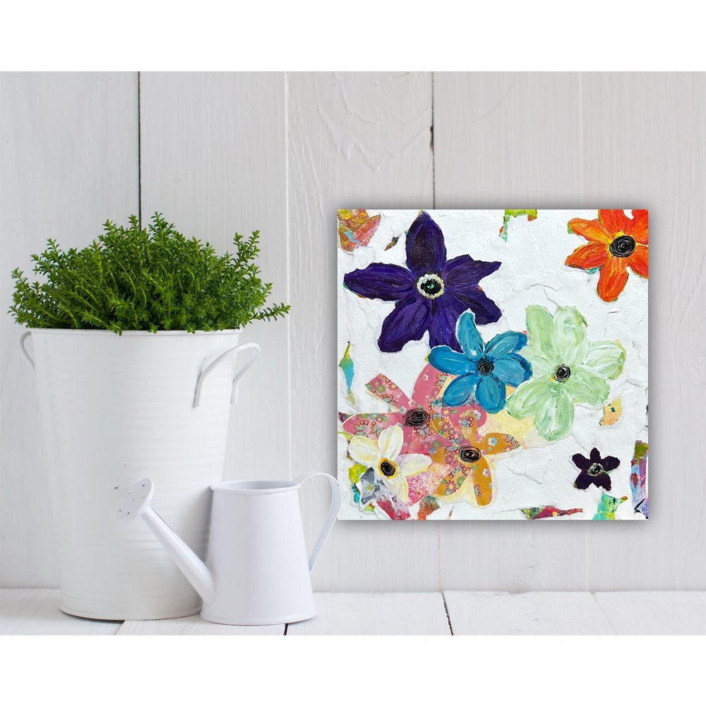 Whimsical Floral Collage Art - 12 x12 Original — Kathleen Tennant